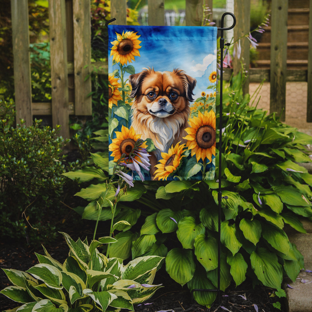 Buy this Tibetan Spaniel in Sunflowers Garden Flag