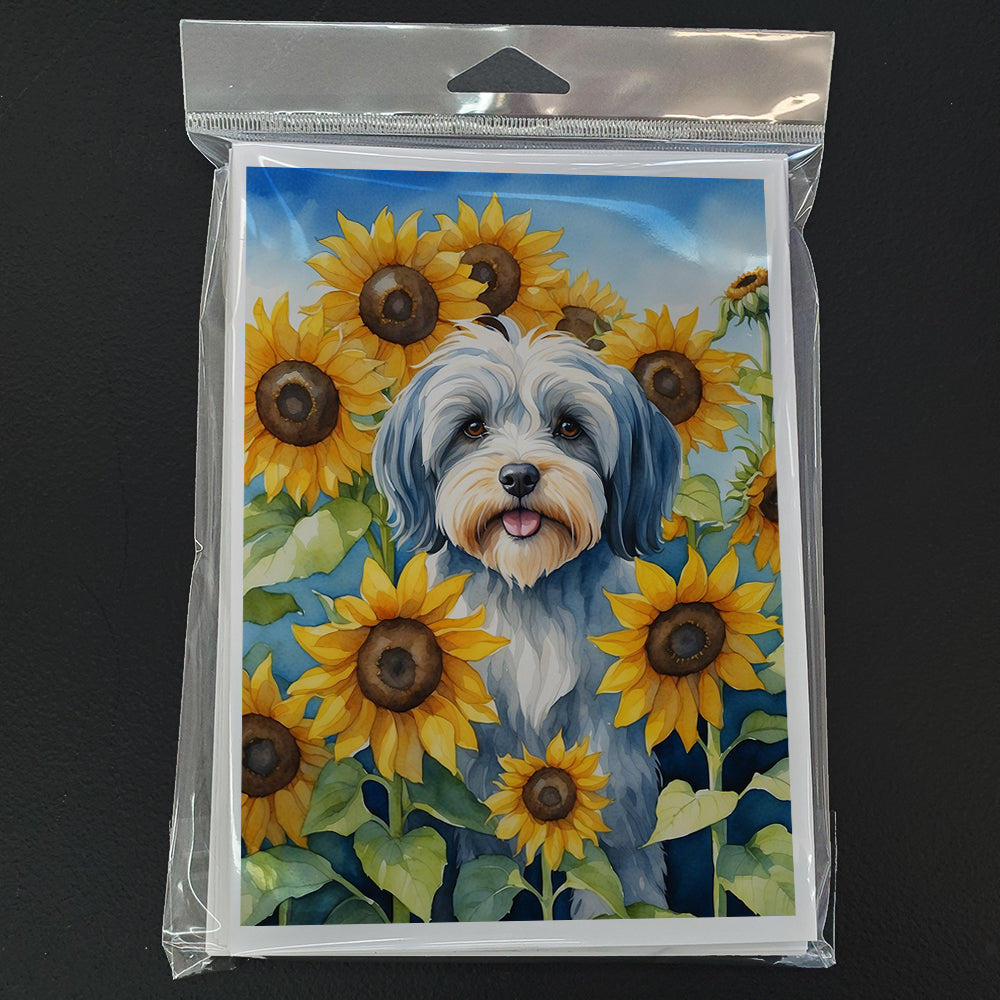Tibetan Terrier in Sunflowers Greeting Cards Pack of 8