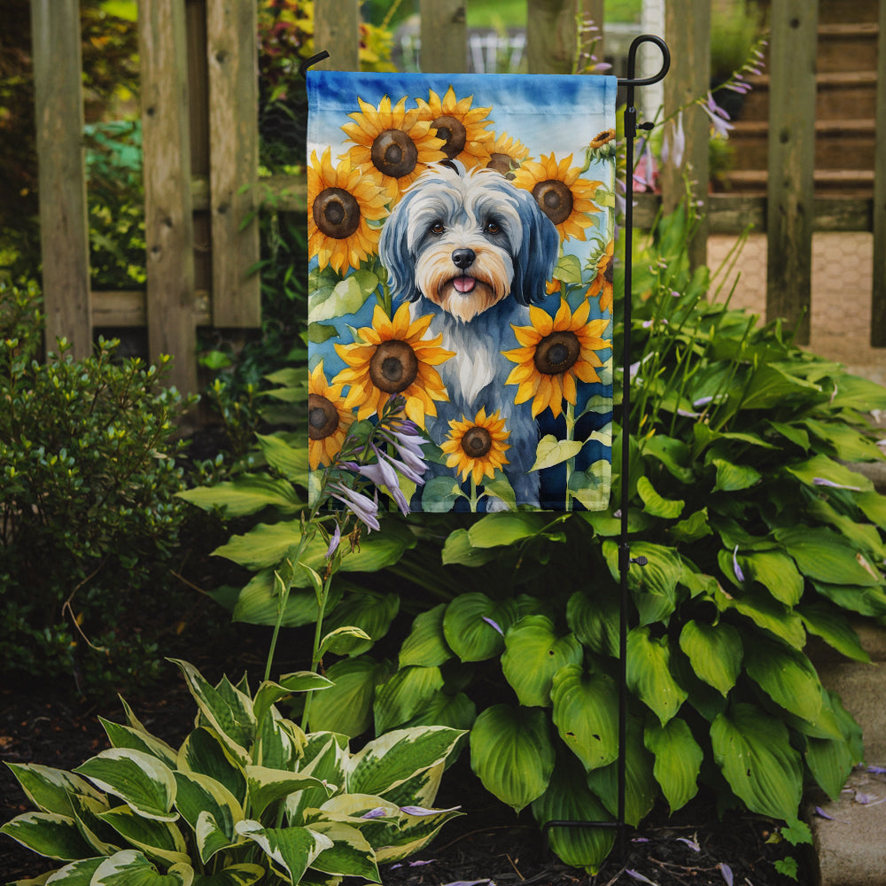 Tibetan Terrier in Sunflowers Garden Flag