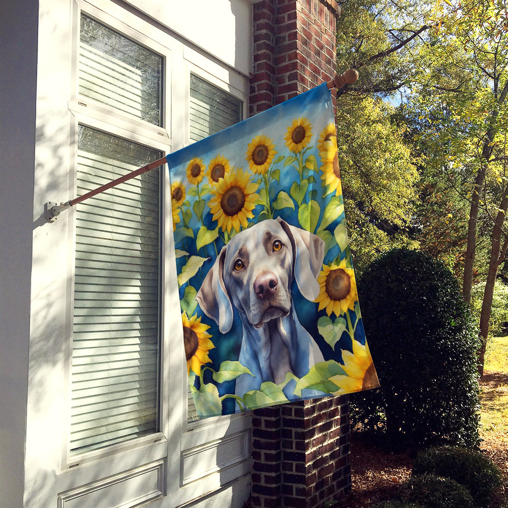 Weimaraner in Sunflowers House Flag