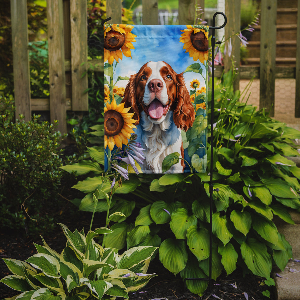 Buy this Welsh Springer Spaniel in Sunflowers Garden Flag