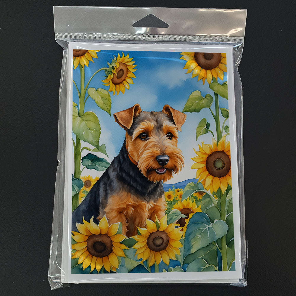 Welsh Terrier in Sunflowers Greeting Cards Pack of 8