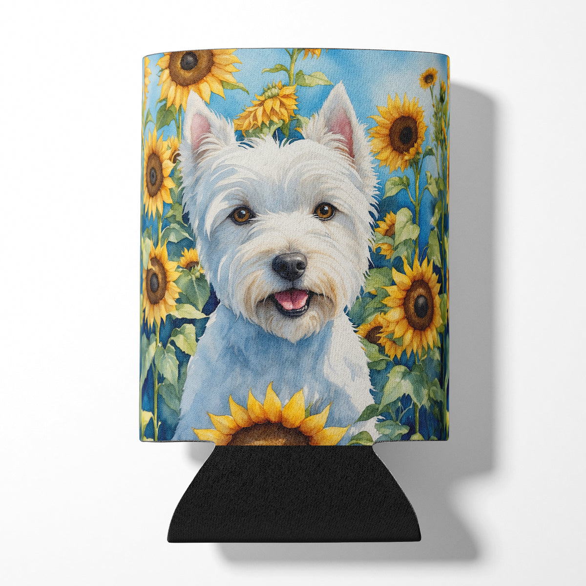 Buy this Westie in Sunflowers Can or Bottle Hugger