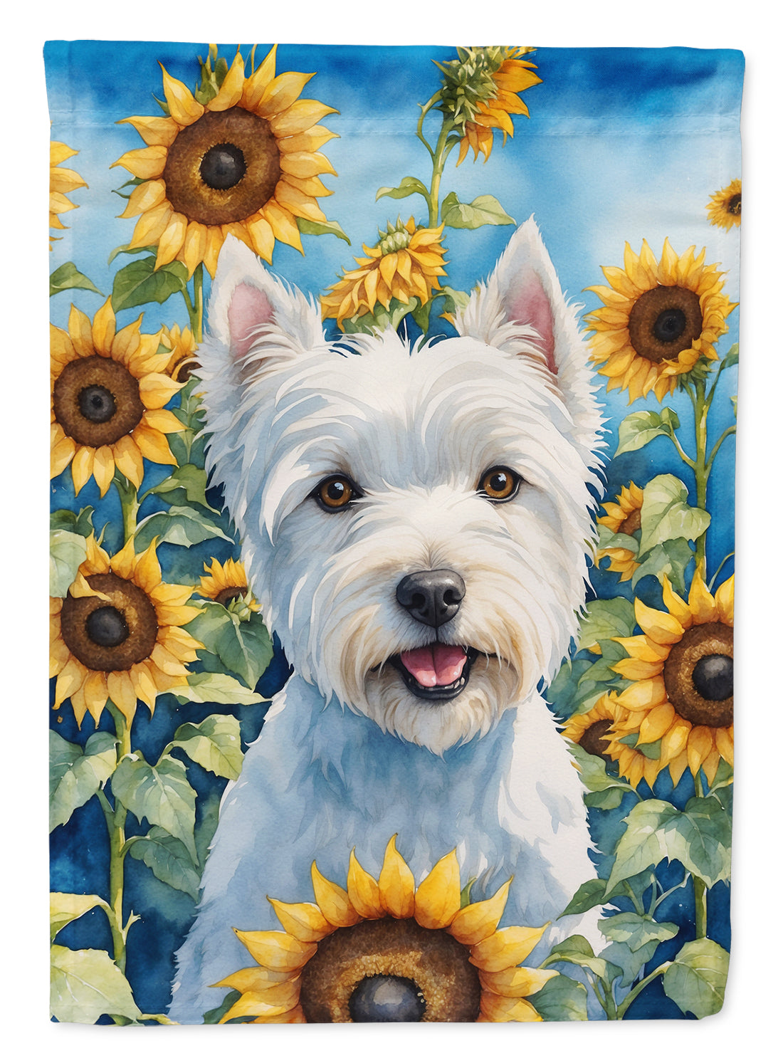 Buy this Westie in Sunflowers House Flag