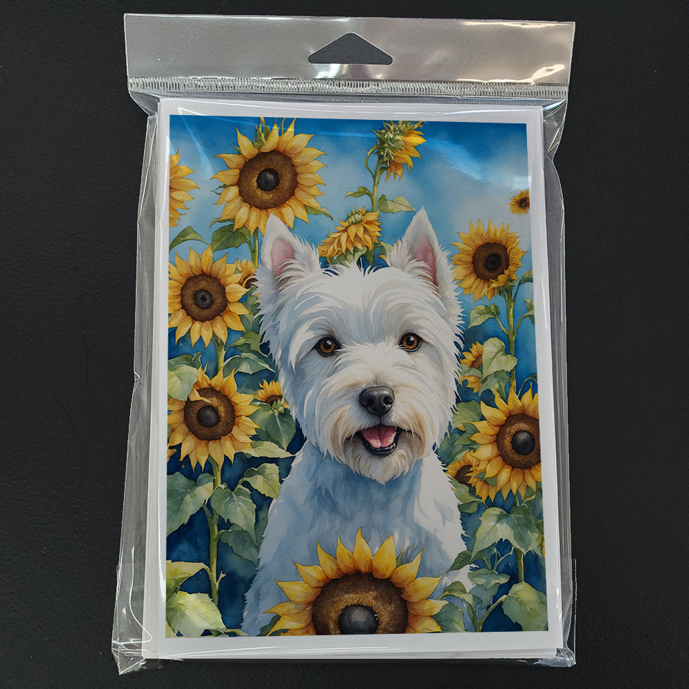 Westie in Sunflowers Greeting Cards Pack of 8