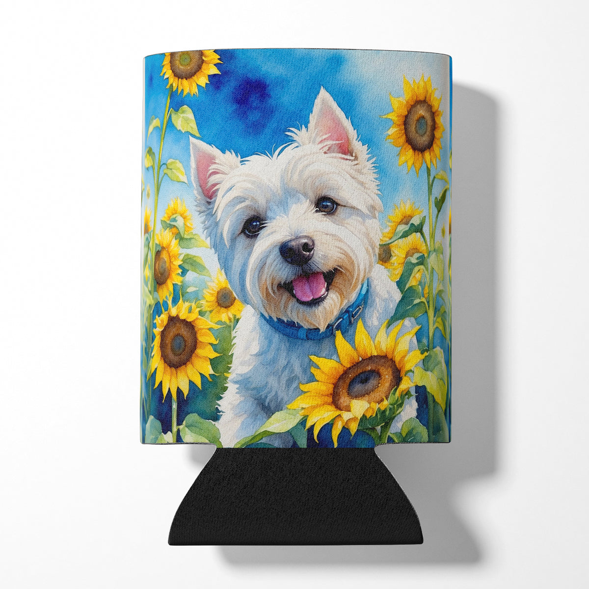 Buy this Westie in Sunflowers Can or Bottle Hugger