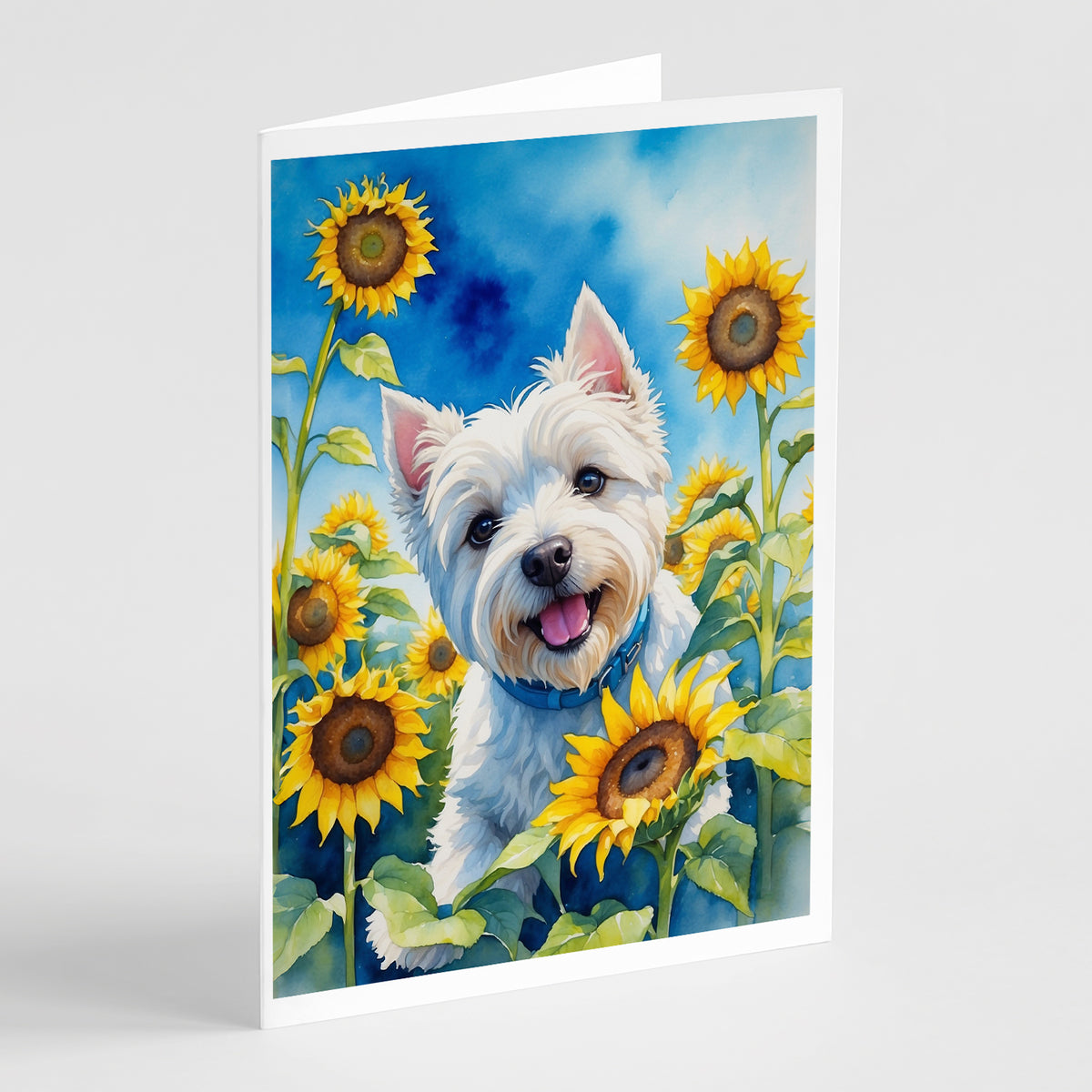 Buy this Westie in Sunflowers Greeting Cards Pack of 8