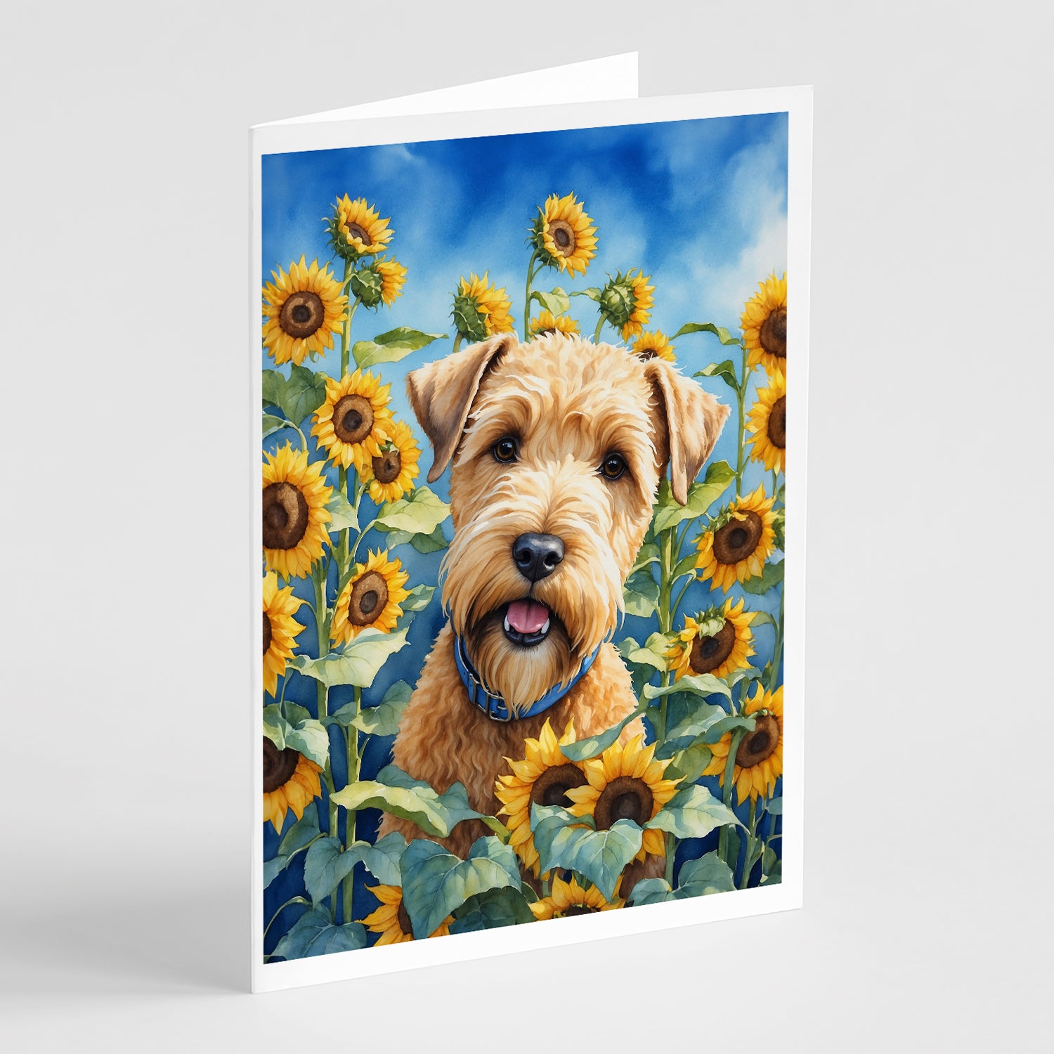 Buy this Wheaten Terrier in Sunflowers Greeting Cards Pack of 8
