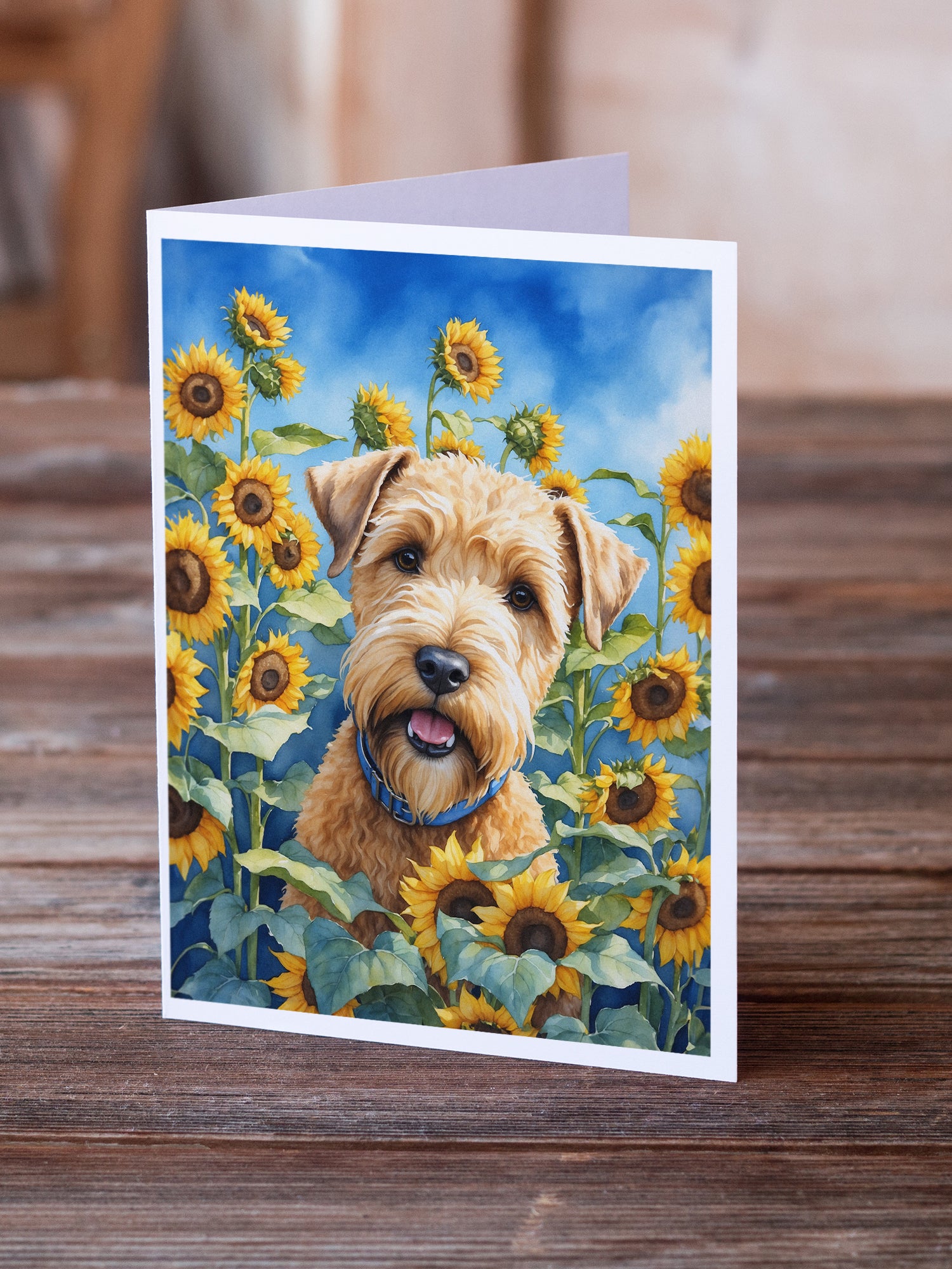 Buy this Wheaten Terrier in Sunflowers Greeting Cards Pack of 8