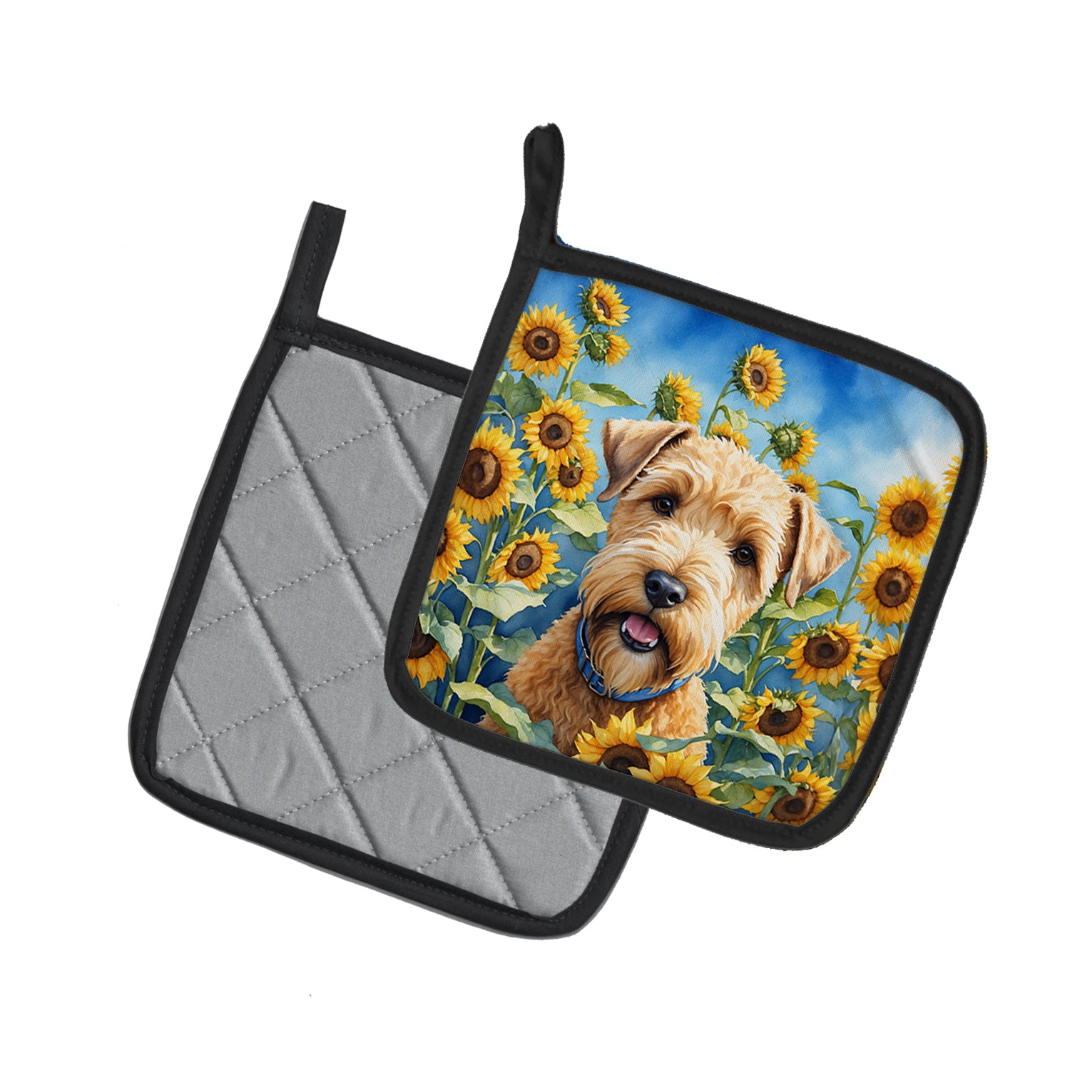 Buy this Wheaten Terrier in Sunflowers Pair of Pot Holders
