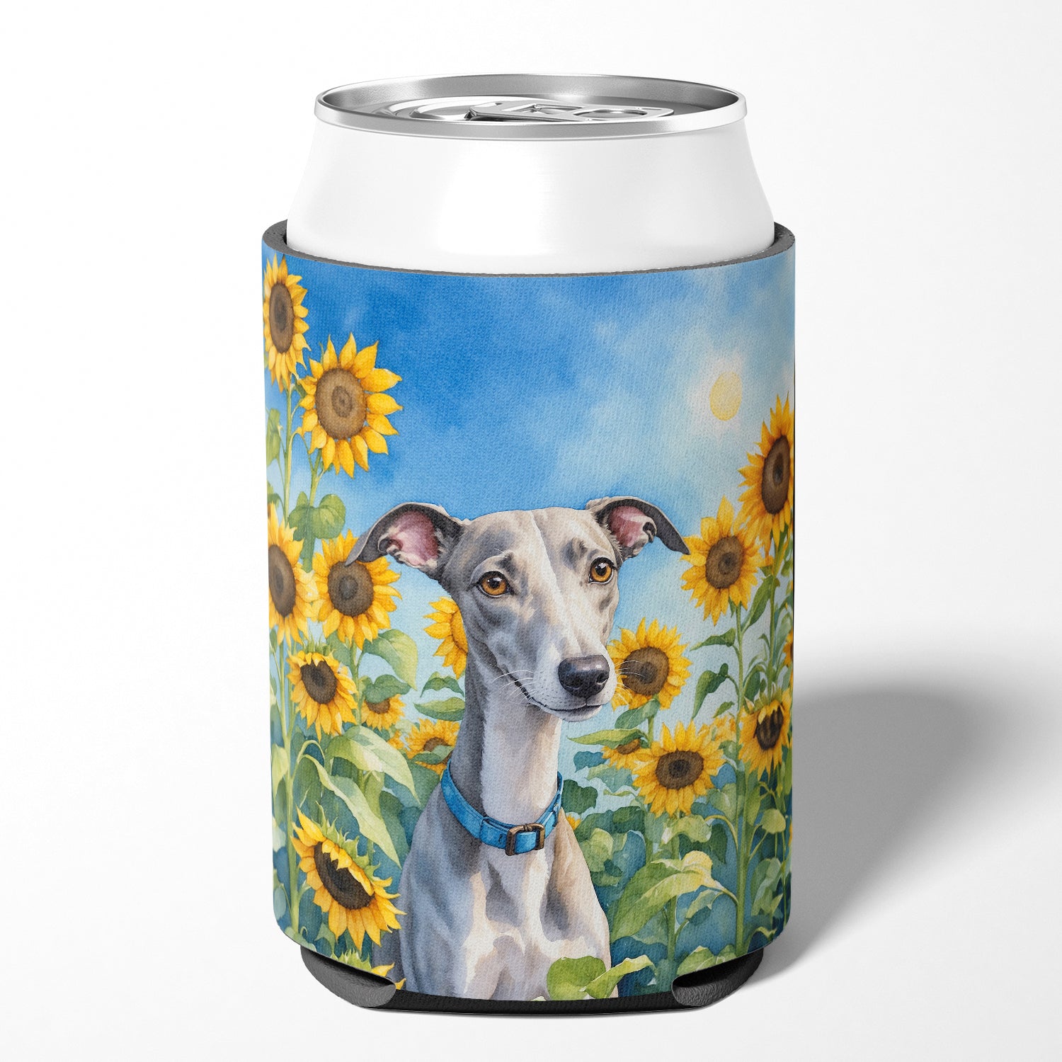 Buy this Whippet in Sunflowers Can or Bottle Hugger