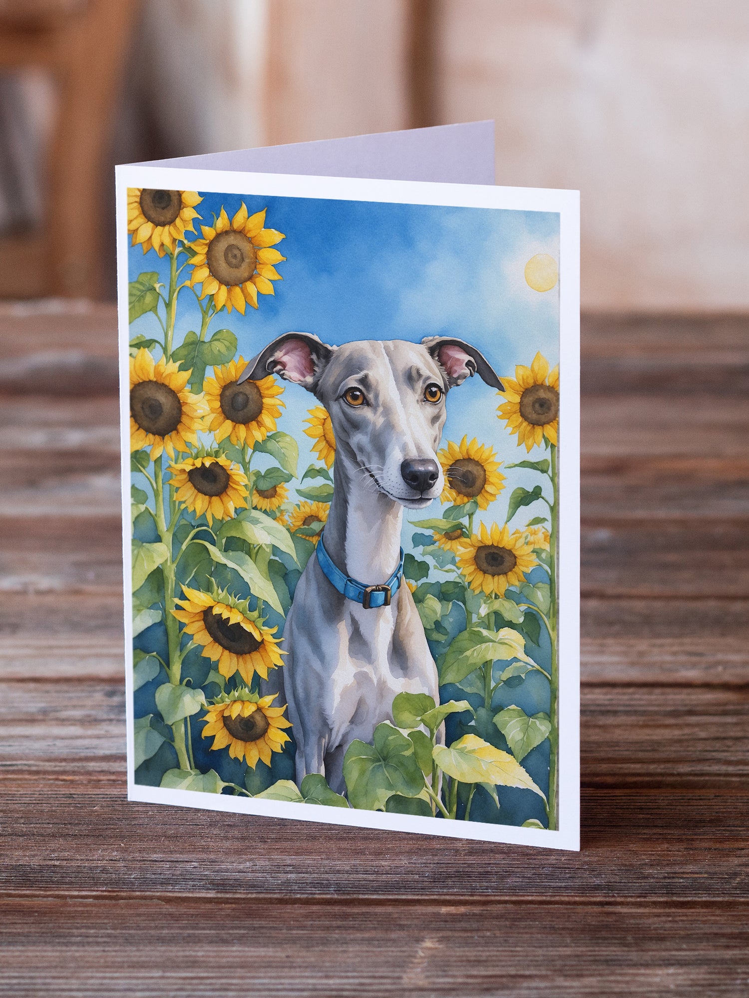 Buy this Whippet in Sunflowers Greeting Cards Pack of 8