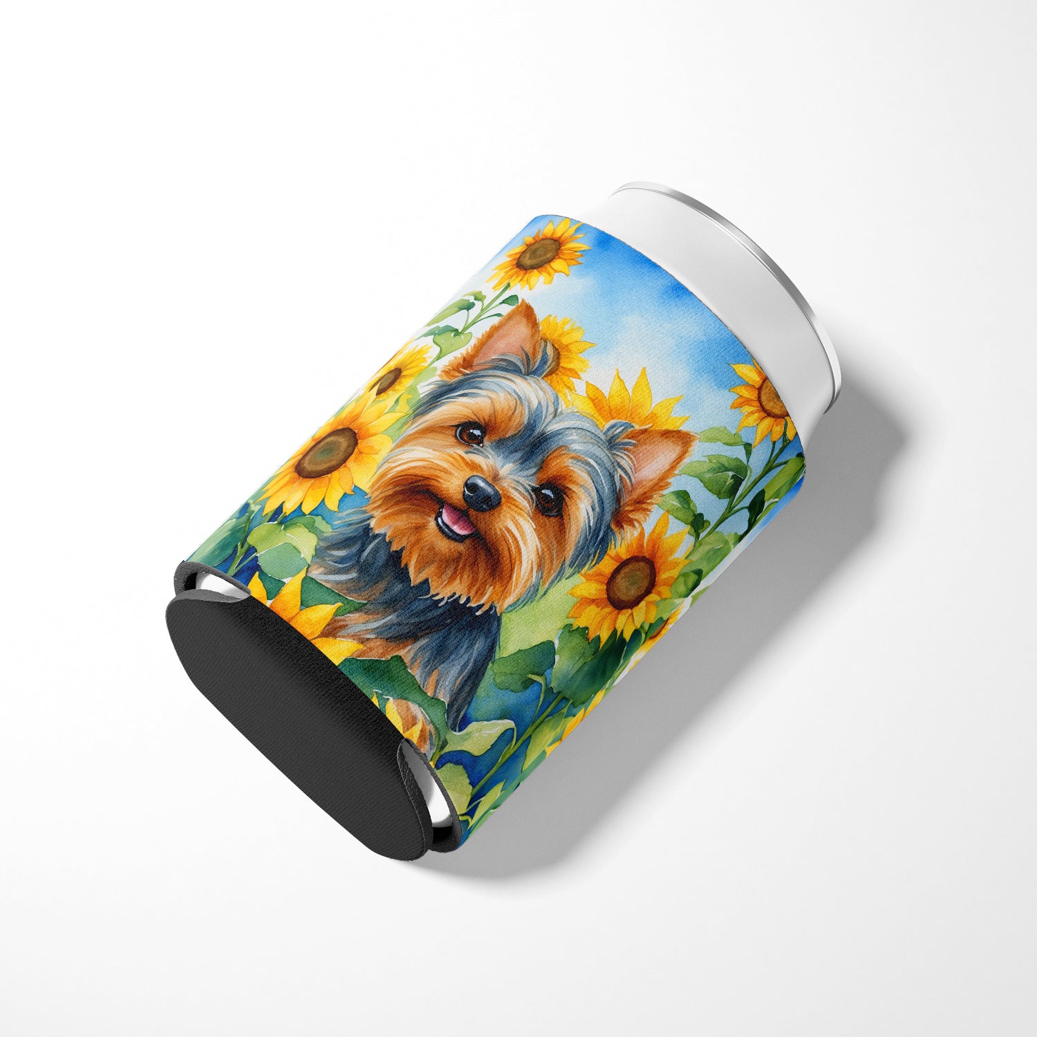 Yorkshire Terrier in Sunflowers Can or Bottle Hugger