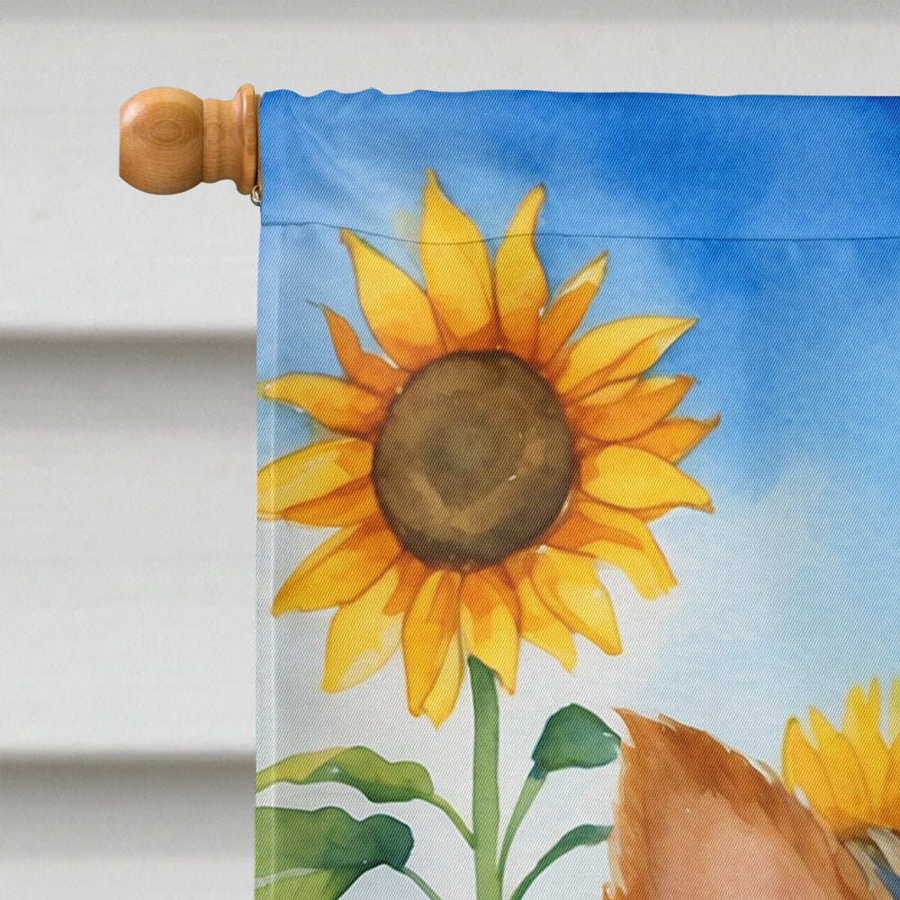 Yorkshire Terrier in Sunflowers House Flag
