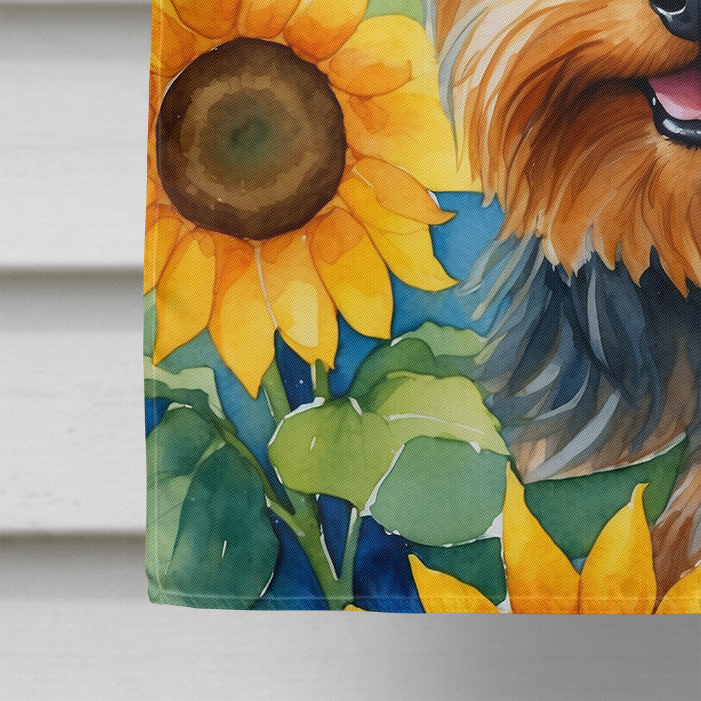 Yorkshire Terrier in Sunflowers House Flag