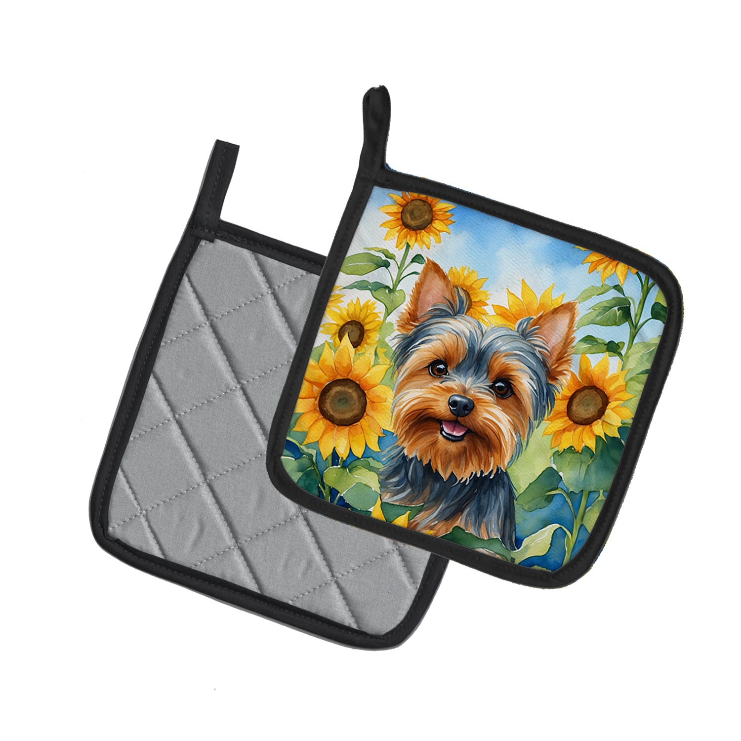 Yorkshire Terrier in Sunflowers Pair of Pot Holders