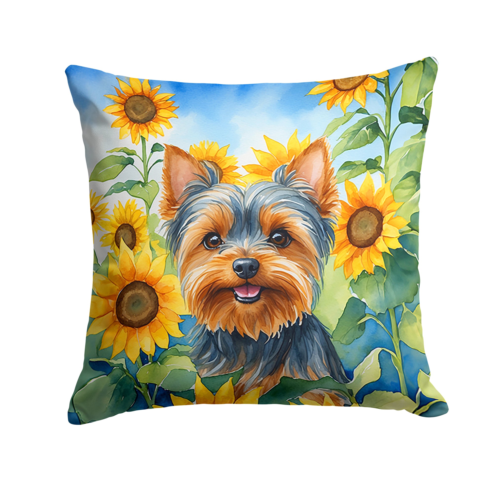 Buy this Yorkshire Terrier in Sunflowers Throw Pillow