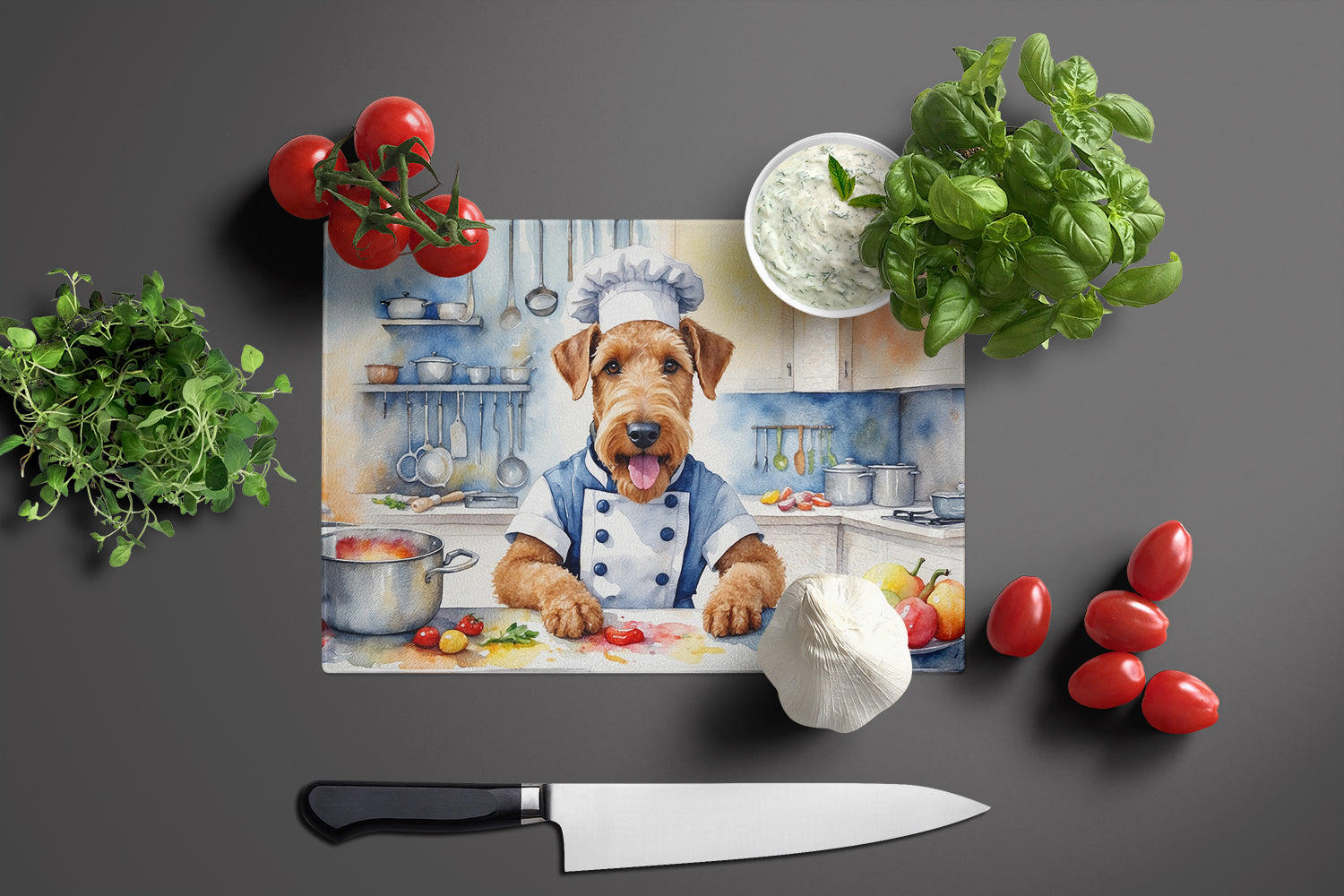 Buy this Airedale Terrier The Chef Glass Cutting Board