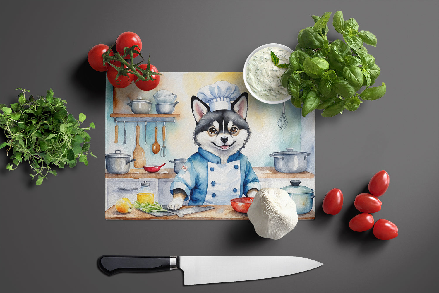Buy this Alaskan Klee Kai The Chef Glass Cutting Board