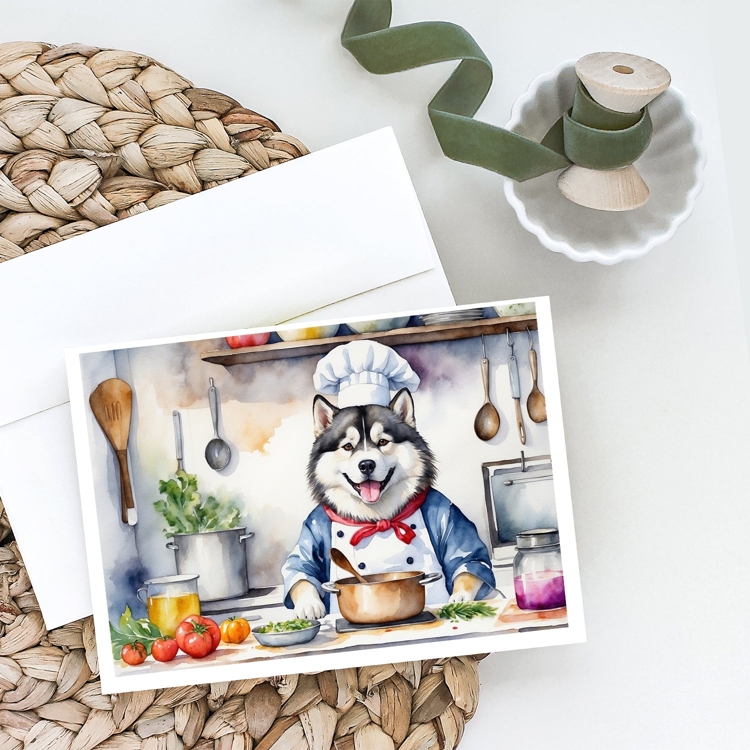 Alaskan Malamute The Chef Greeting Cards Pack of 8