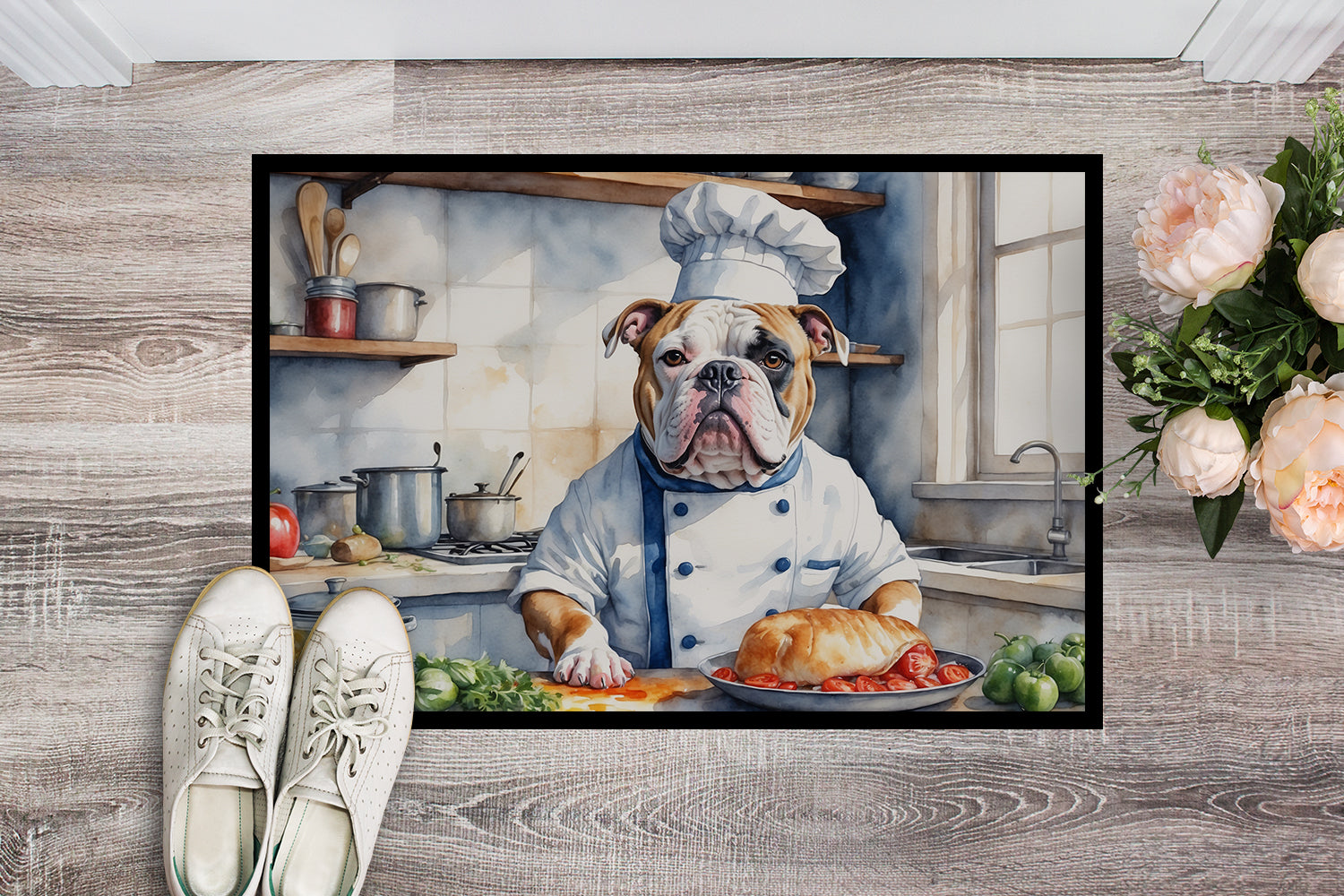 Caroline's Treasures American Bulldog The Chef Doormat-24x36 Indoor / Outdoor Rug | Made in USA
