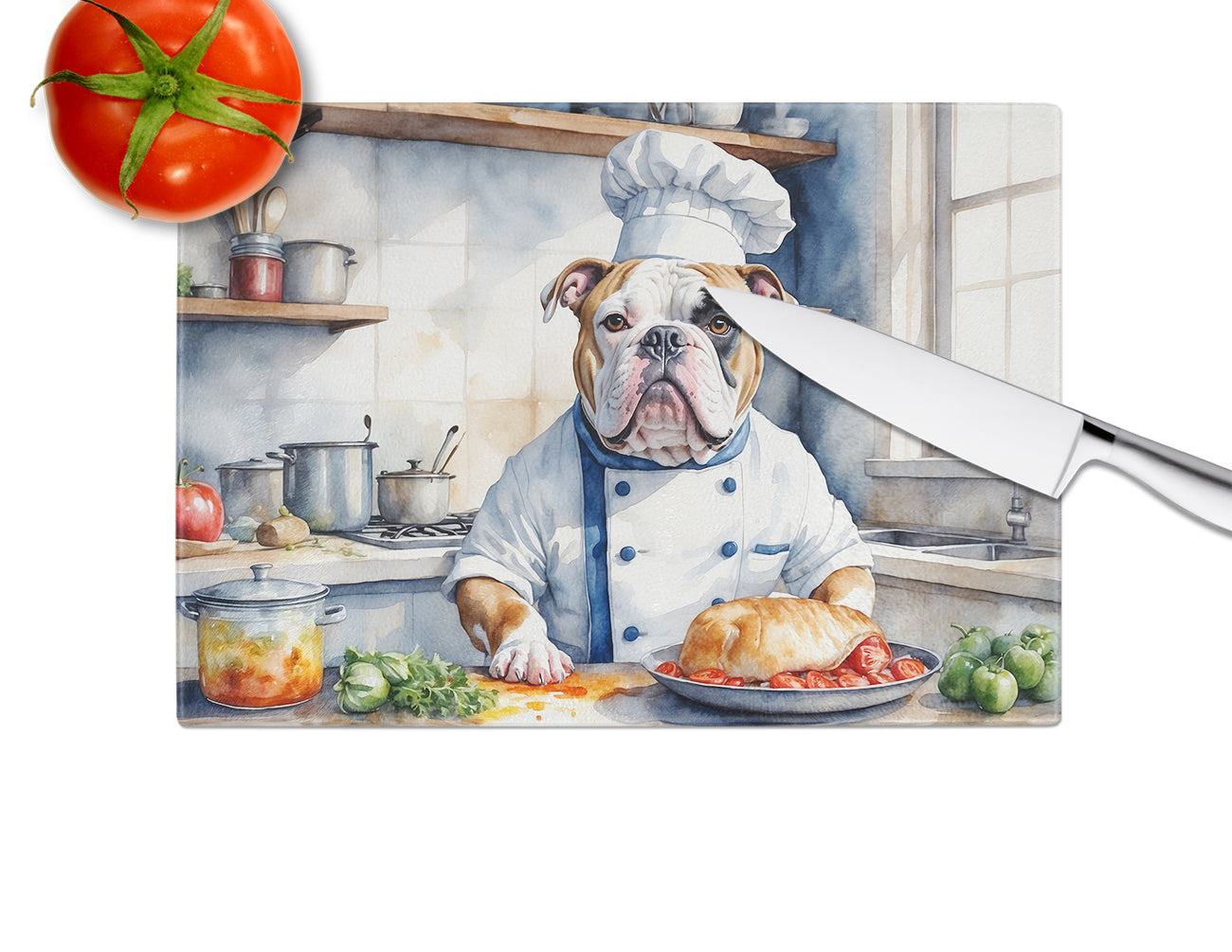 American Bulldog The Chef Glass Cutting Board