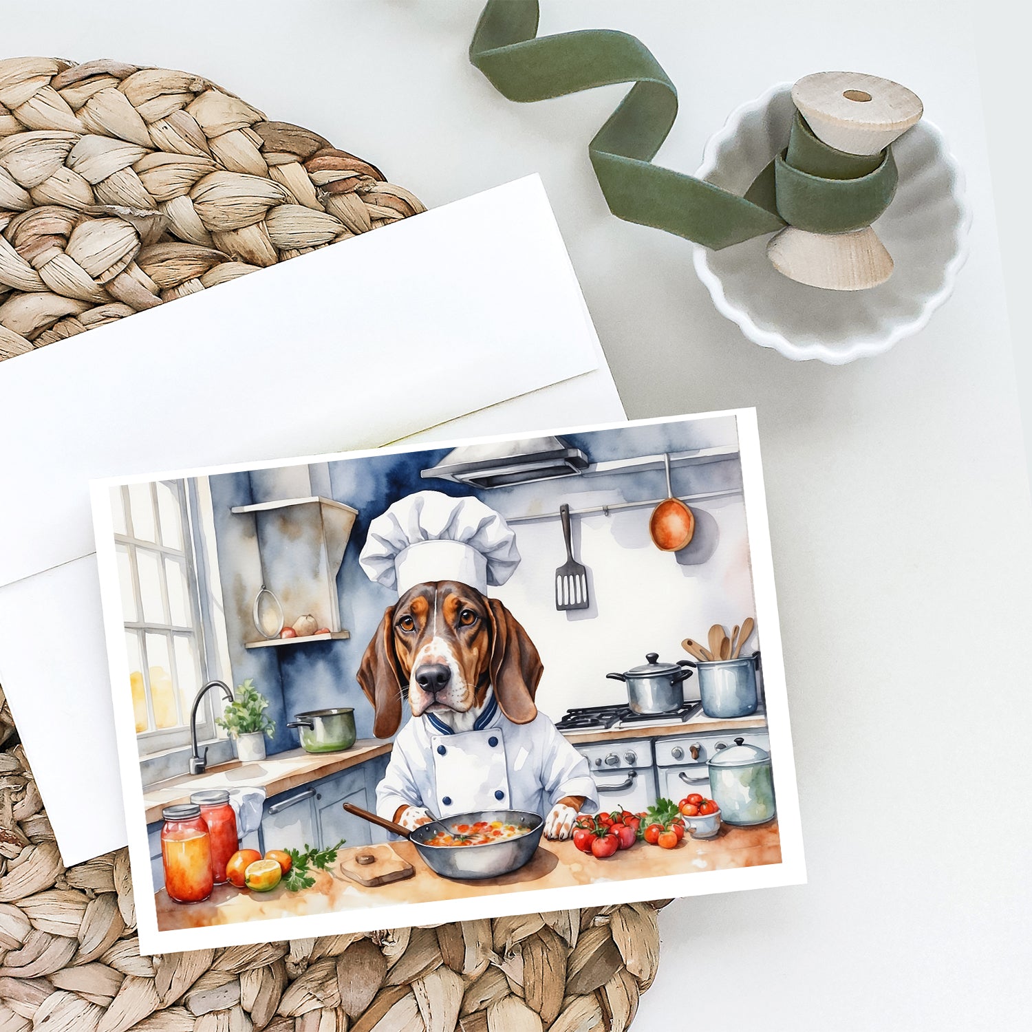 American English Coonhound The Chef Greeting Cards Pack of 8