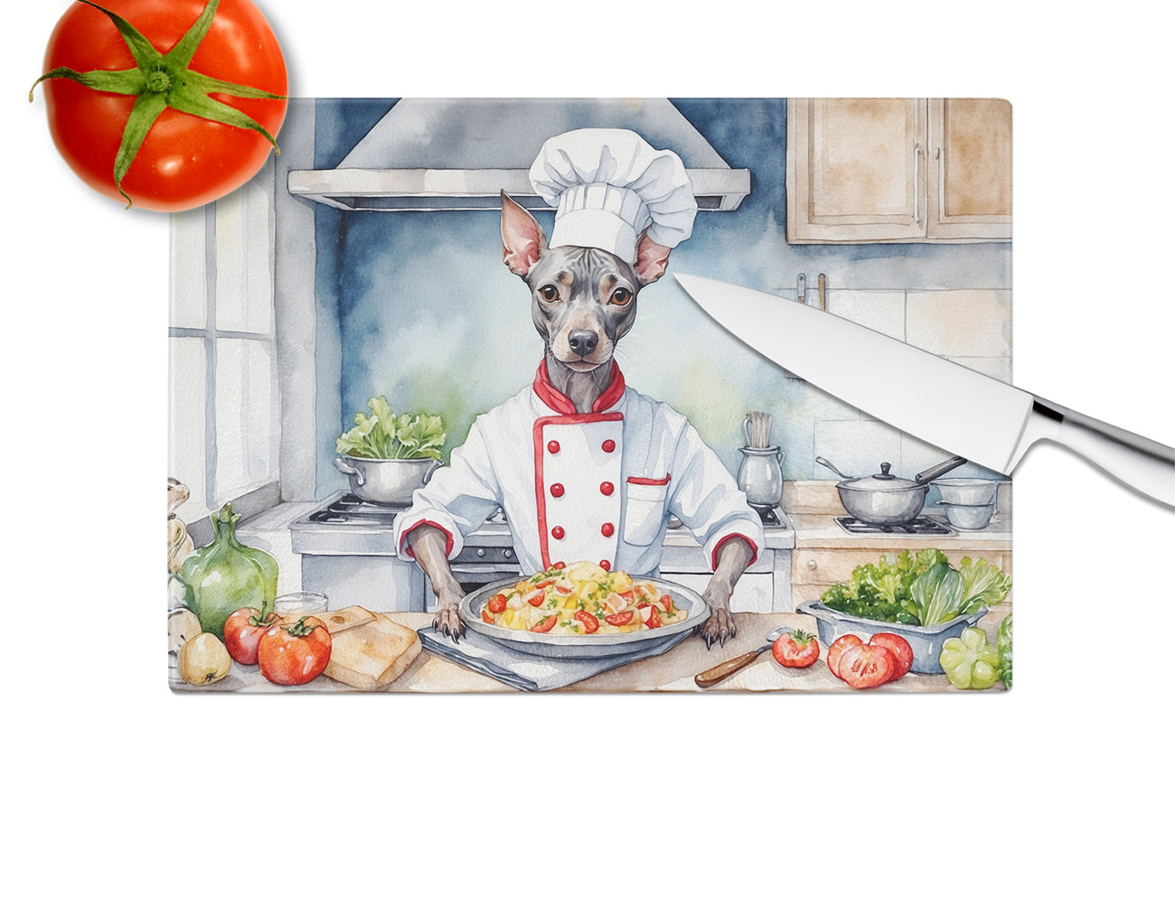American Hairless Terrier The Chef Glass Cutting Board
