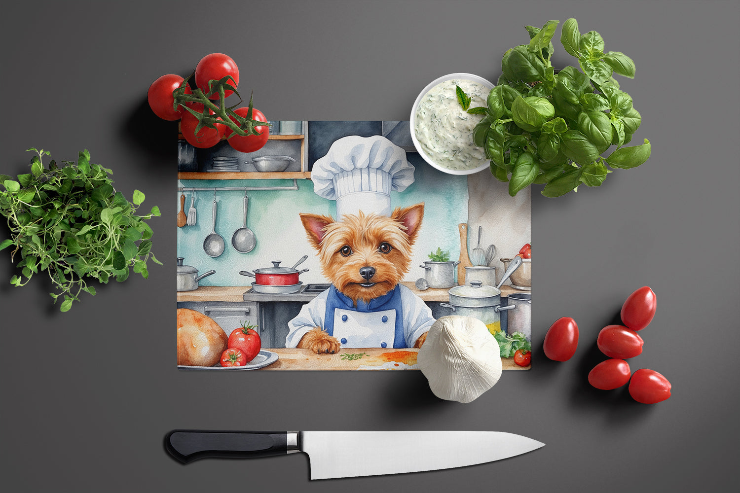 Buy this Australian Terrier The Chef Glass Cutting Board