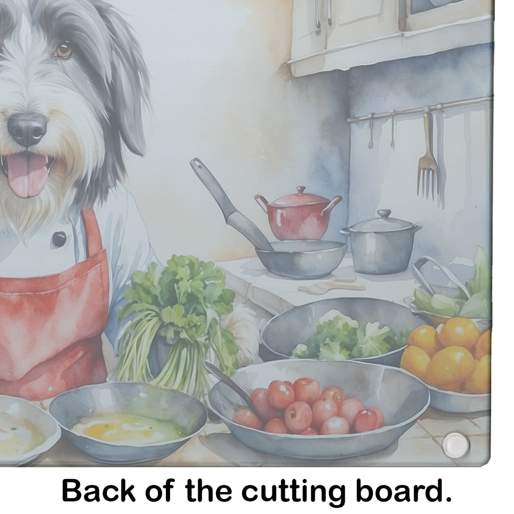 Bearded Collie The Chef Glass Cutting Board