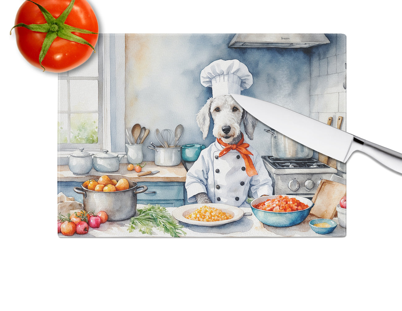 Bedlington Terrier The Chef Glass Cutting Board