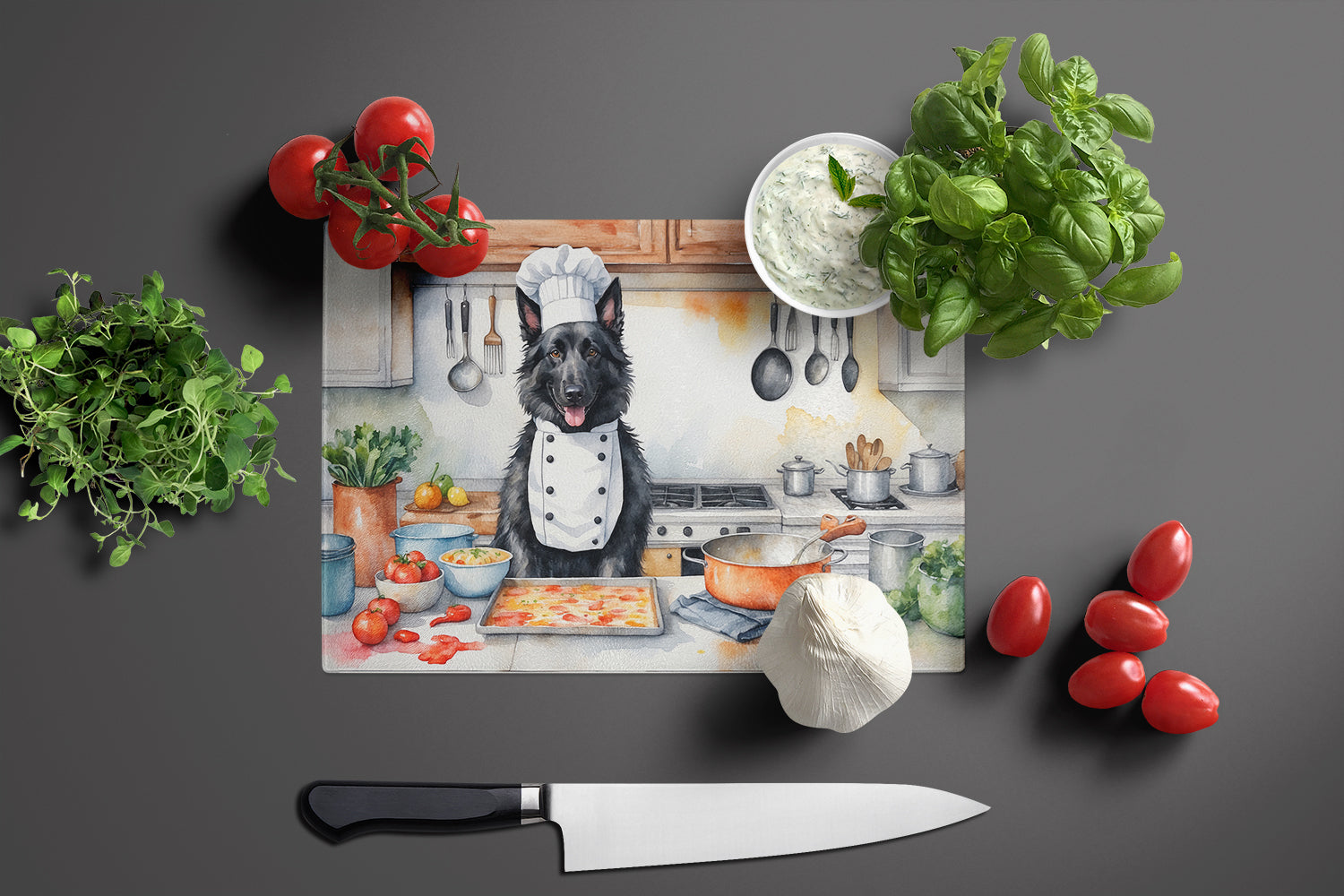 Buy this Belgian Sheepdog The Chef Glass Cutting Board
