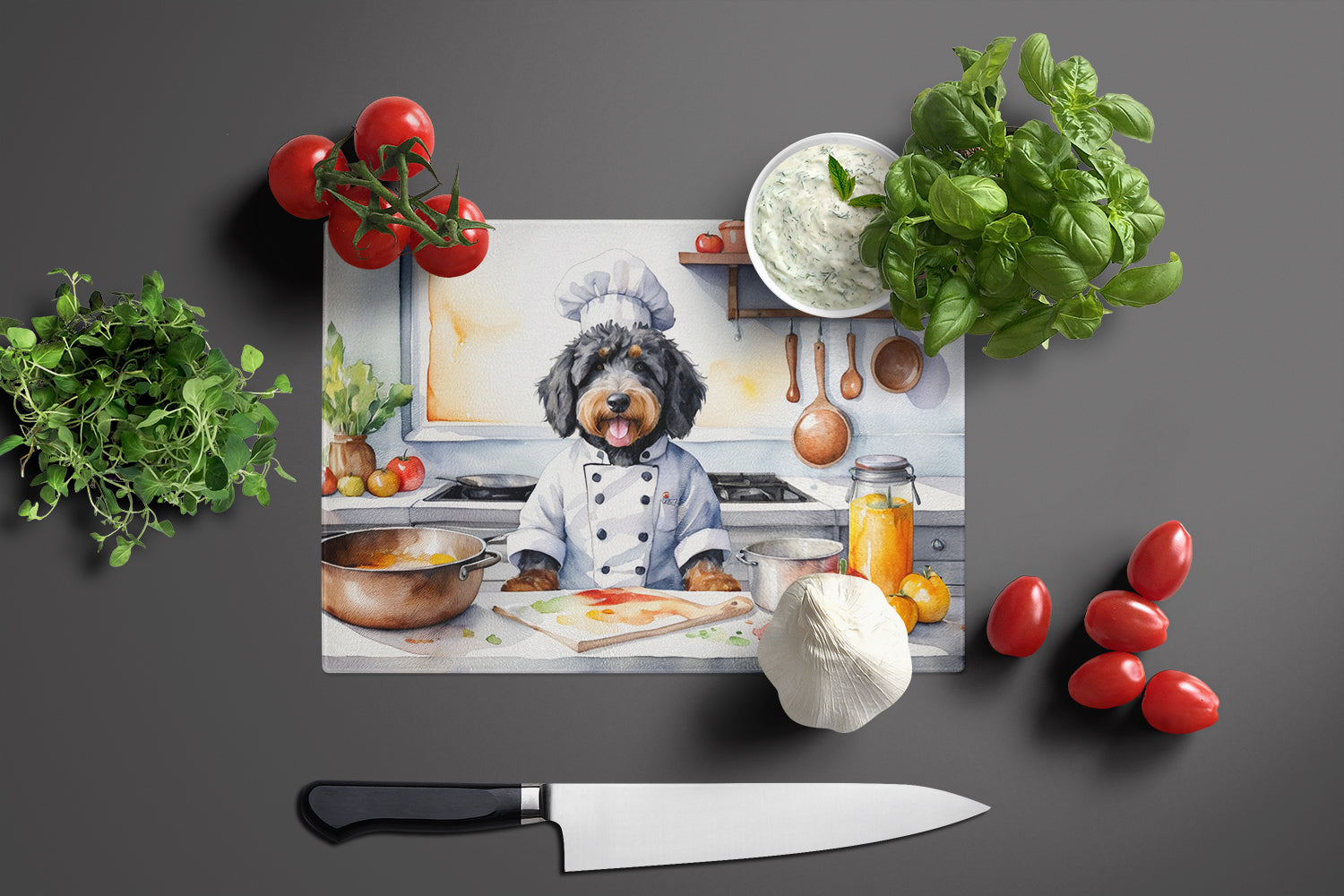 Caroline's Treasures Bernedoodle The Chef Glass Cutting Boards – Durable, Decorative Kitchen Art