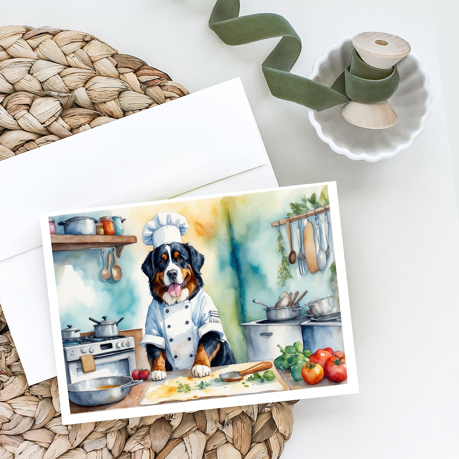 Bernese Mountain Dog The Chef Greeting Cards Pack of 8