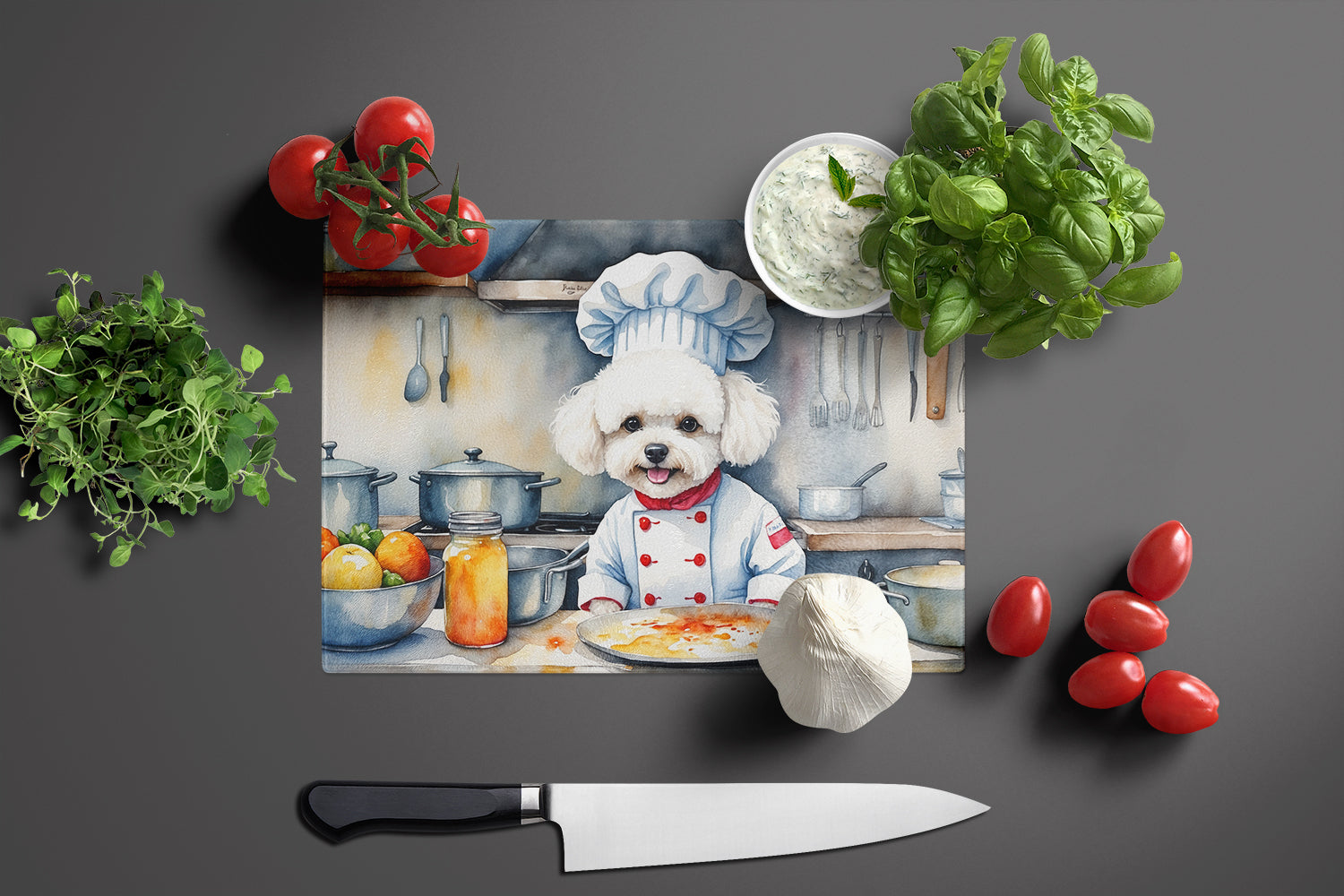 Buy this Bichon Frise The Chef Glass Cutting Board