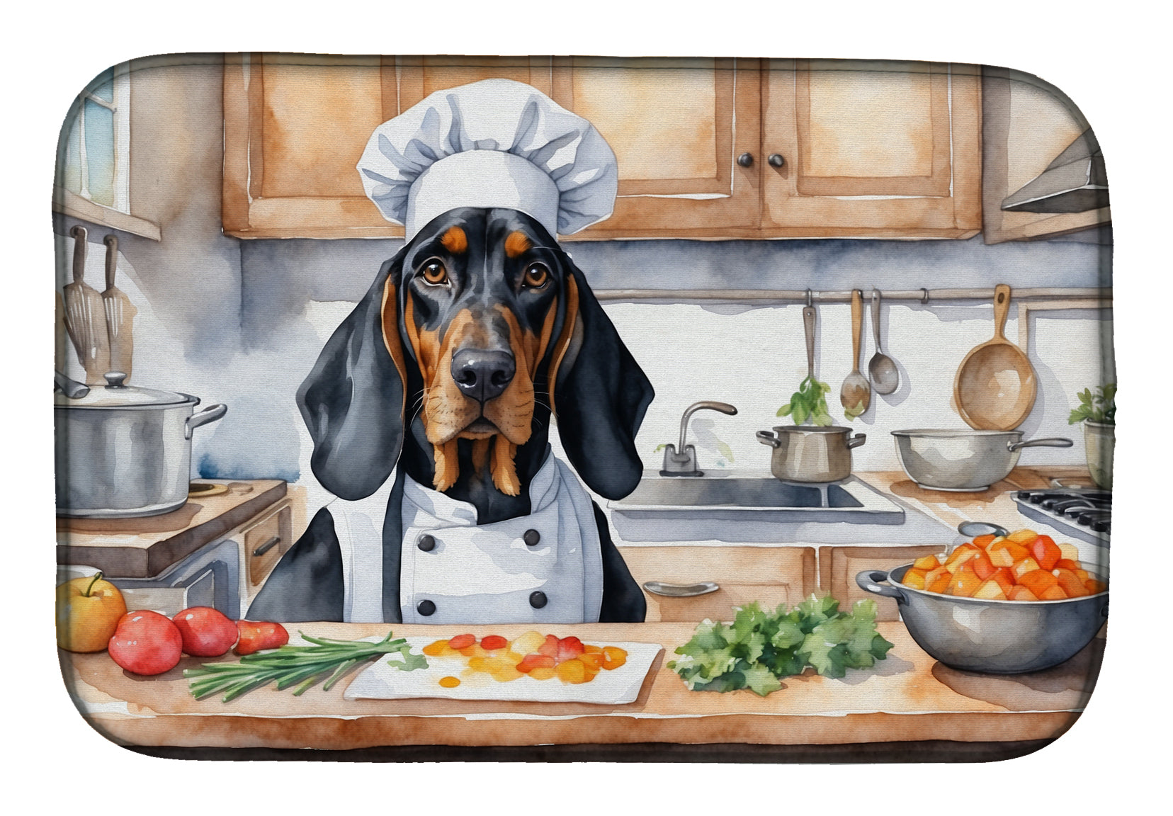 Buy this Black and Tan Coonhound The Chef Dish Drying Mat