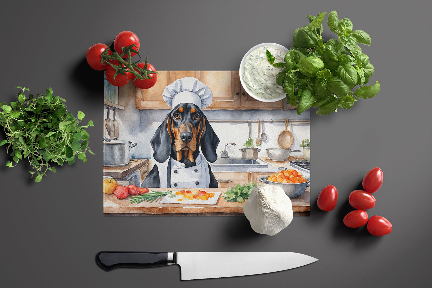 Buy this Black and Tan Coonhound The Chef Glass Cutting Board