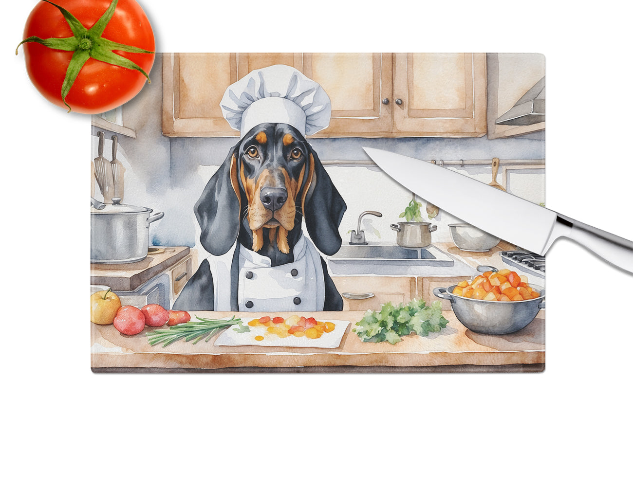 Black and Tan Coonhound The Chef Glass Cutting Board