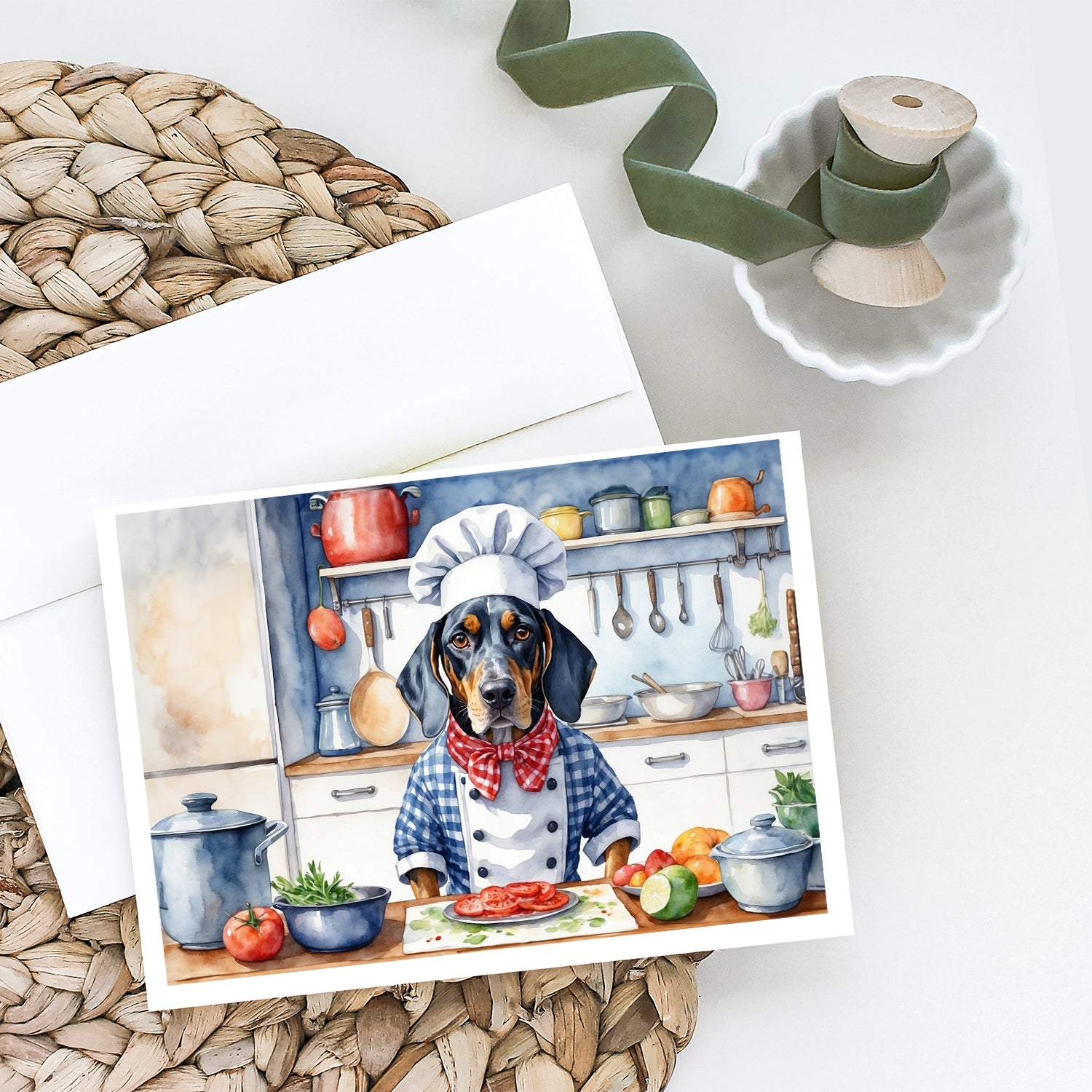 Bluetick Coonhound The Chef Greeting Cards Pack of 8