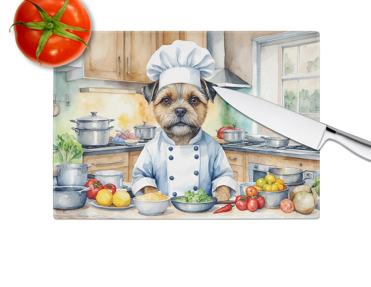 Border Terrier The Chef Glass Cutting Board
