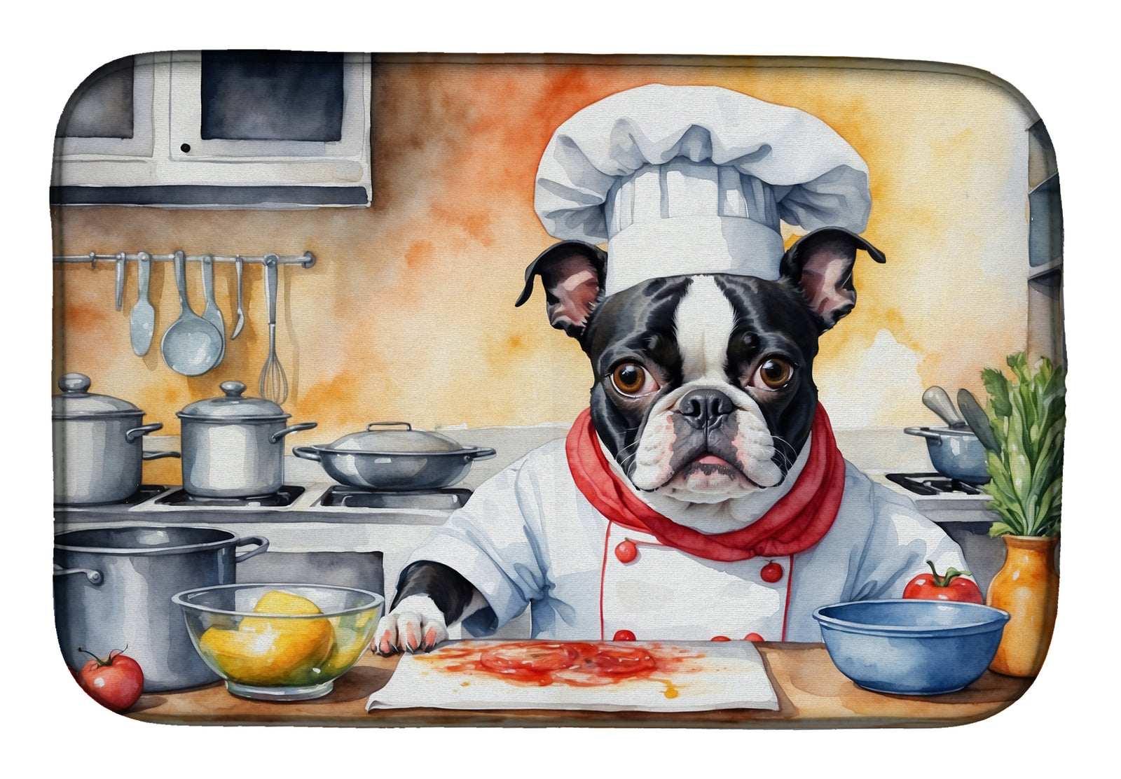 Buy this Boston Terrier The Chef Dish Drying Mat