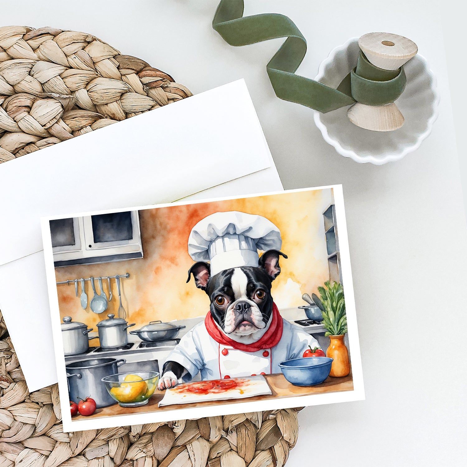 Boston Terrier The Chef Greeting Cards Pack of 8
