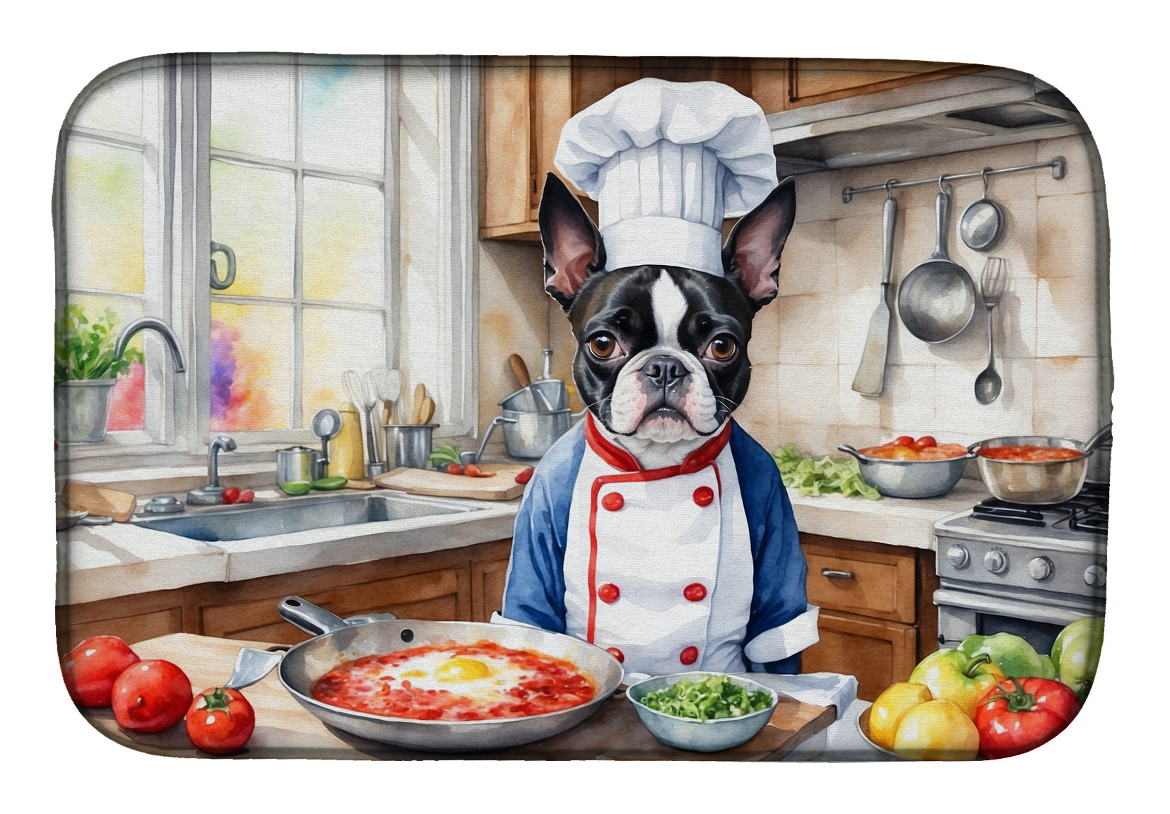 Buy this Boston Terrier The Chef Dish Drying Mat