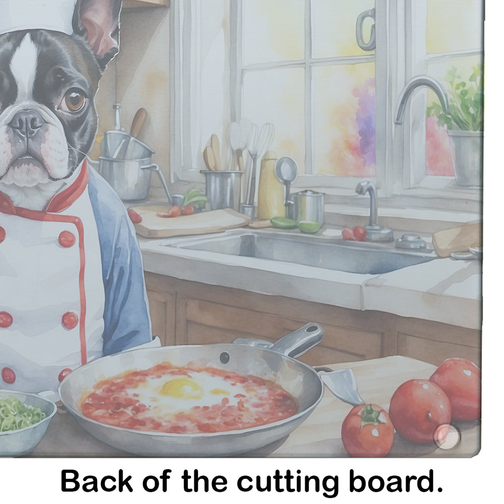 Boston Terrier The Chef Glass Cutting Board