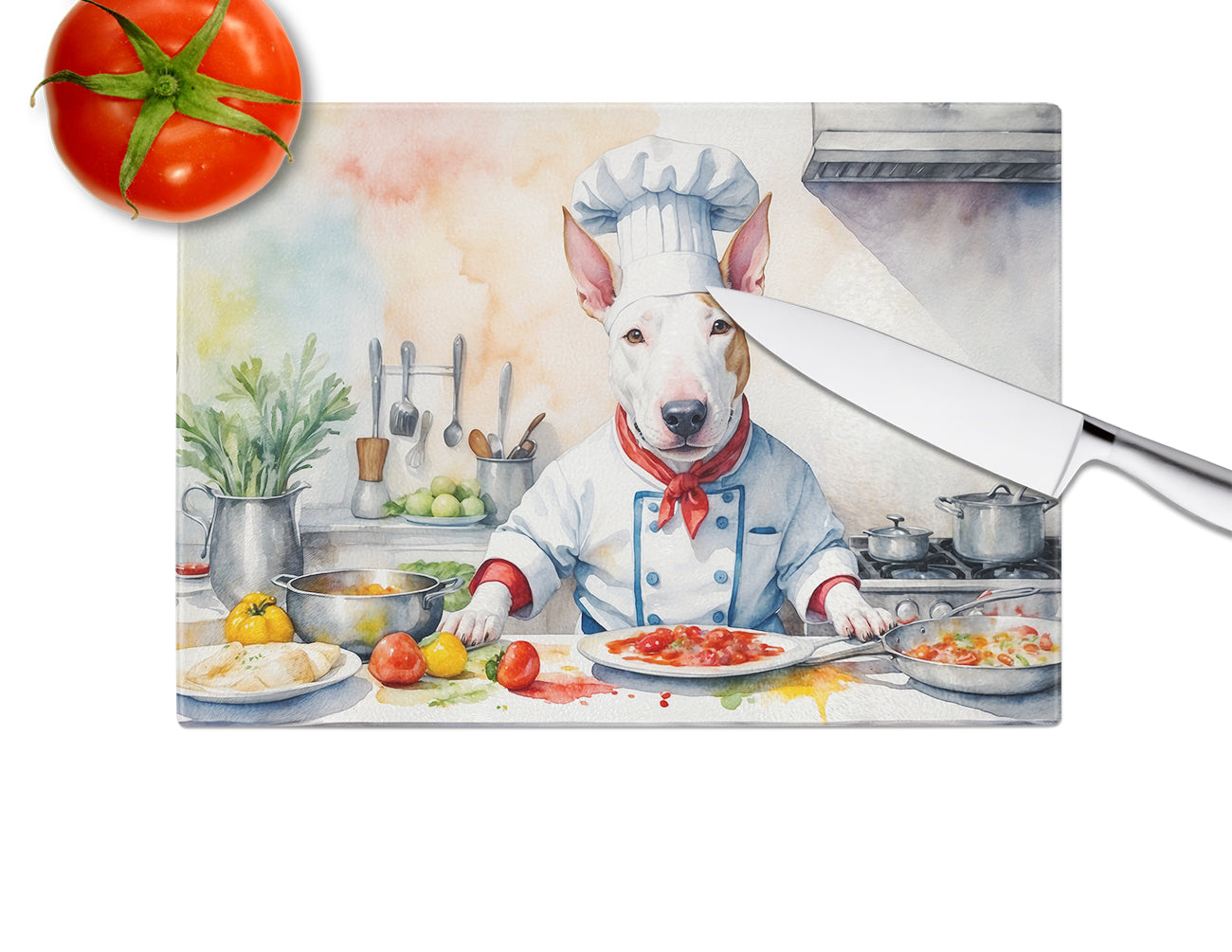 Bull Terrier The Chef Glass Cutting Board