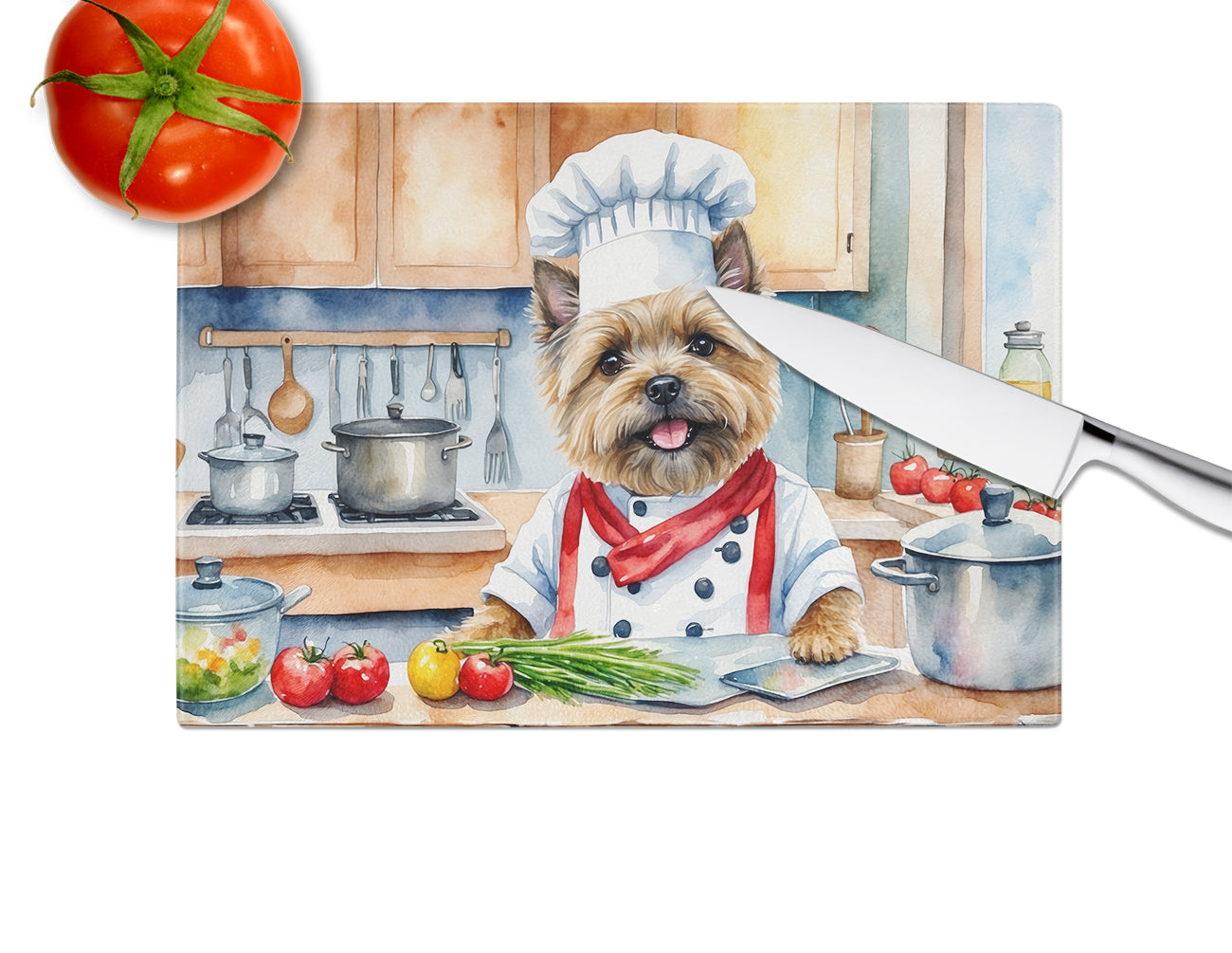 Cairn Terrier The Chef Glass Cutting Board