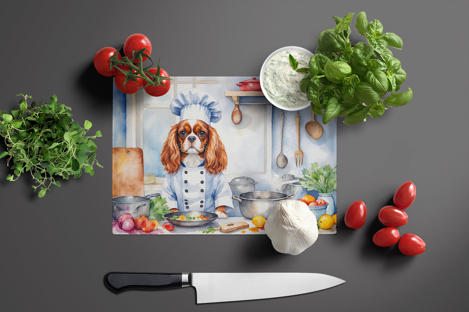 Buy this Cavalier Spaniel The Chef Glass Cutting Board
