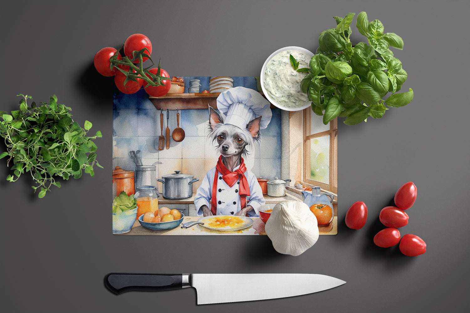 Buy this Chinese Crested The Chef Glass Cutting Board