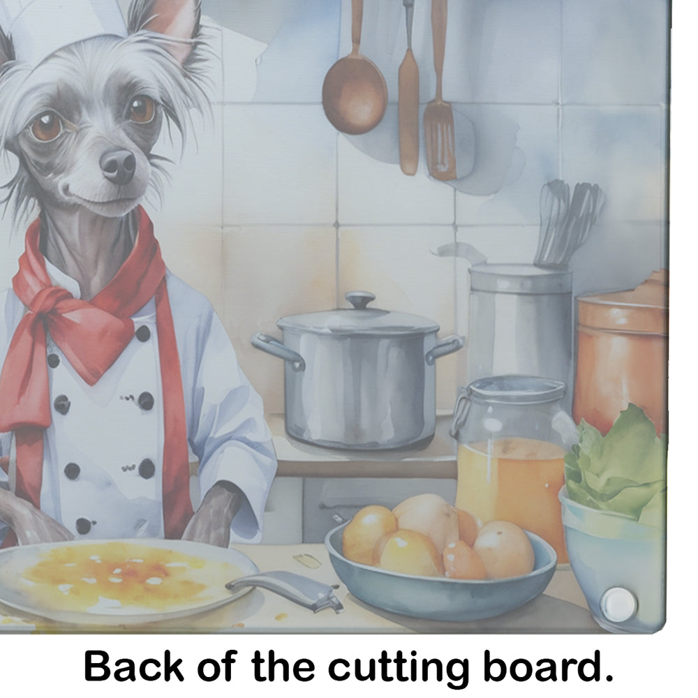 Chinese Crested The Chef Glass Cutting Board