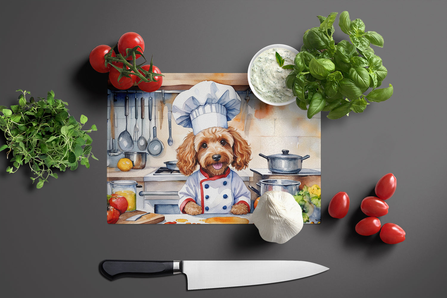 Caroline's Treasures Cockapoo The Chef Glass Cutting Boards – Durable, Decorative Kitchen Art